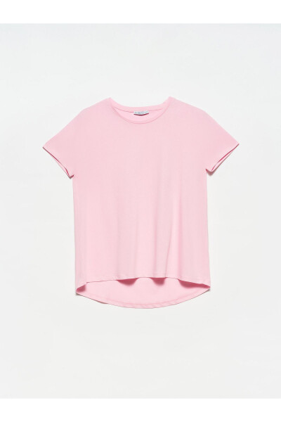 3471 Bisiklet Yaka Basic T-shirt-açık Pembe - Açık Pembe 