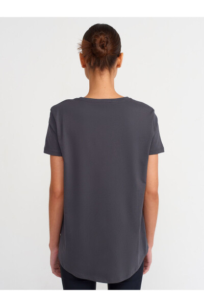 3471 %100 Pamuk Bisiklet Yaka Basic T-shirt-Antrasit - Antrasit - DILVIN (1)