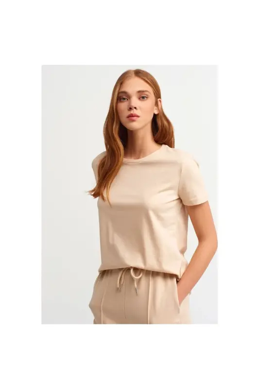 3471 Bisiklet Yaka Basic T-shirt-bej/beige - bej/beige - 1