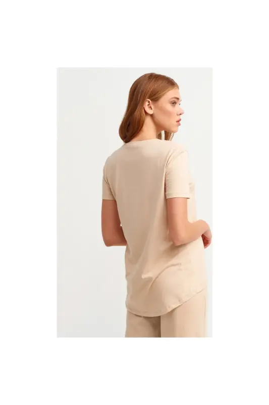 3471 Bisiklet Yaka Basic T-shirt-bej/beige - bej/beige - 2