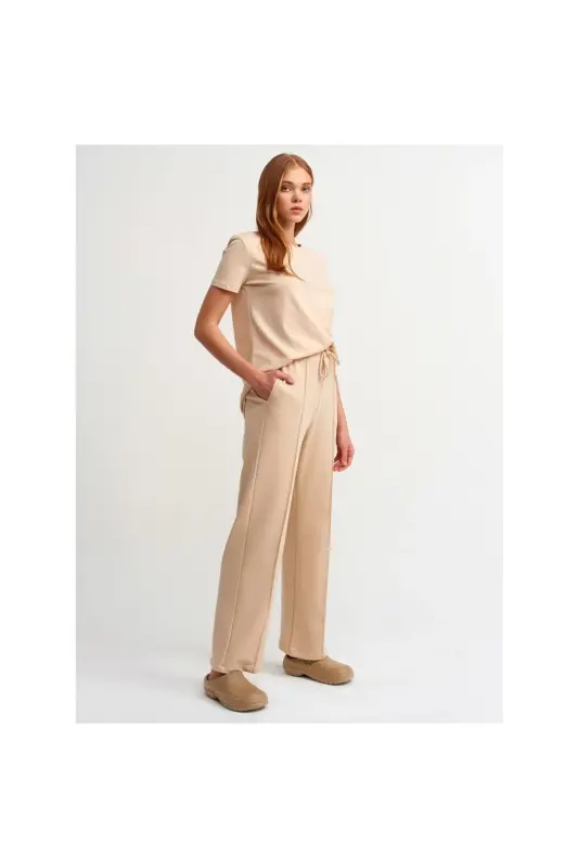 3471 Bisiklet Yaka Basic T-shirt-bej/beige-bej/beige - 3