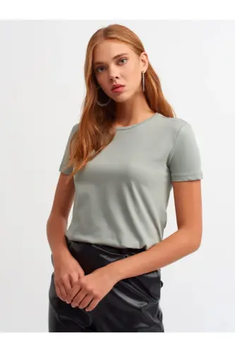 3471 Bisiklet Yaka Basic T-shirt-çağla - Çağla - 1