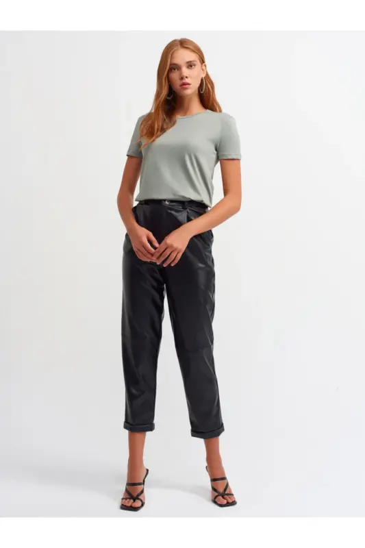 3471 Bisiklet Yaka Basic T-shirt-çağla - Çağla - 2