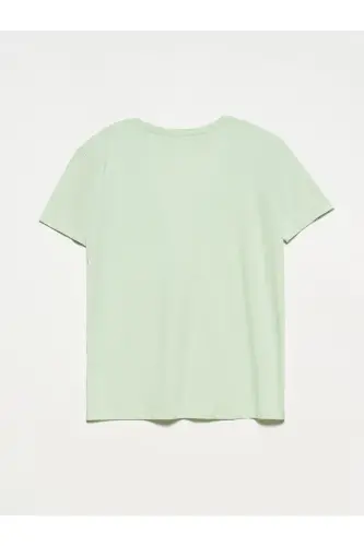 3471 Bisiklet Yaka Basic T-Shirt-Çağla yeşili/Almond unique green - çağla yeşili 