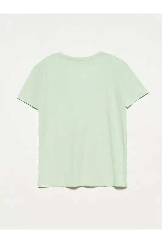 3471 Bisiklet Yaka Basic T-Shirt-Çağla yeşili/Almond unique green - çağla yeşili - DILVIN