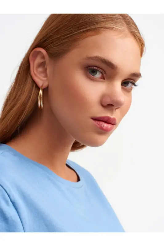 3471 Bisiklet Yaka Basic T-shirt-indigo-İndigo - 3