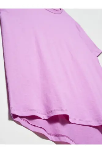 3471 Bisiklet Yaka Basic T-shirt-lila-Lila - DILVIN (1)