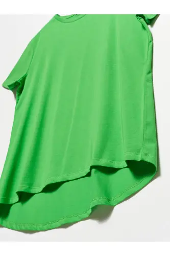 3471 Bisiklet Yaka Basic T-shirt-ochiq Yashil-Ochiq Yashil - 2