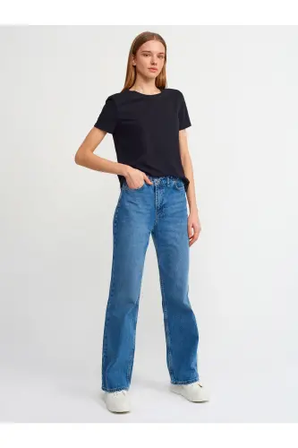 3471 Bisiklet Yaka Basic T-shirt-siyah-Siyah - DILVIN (1)