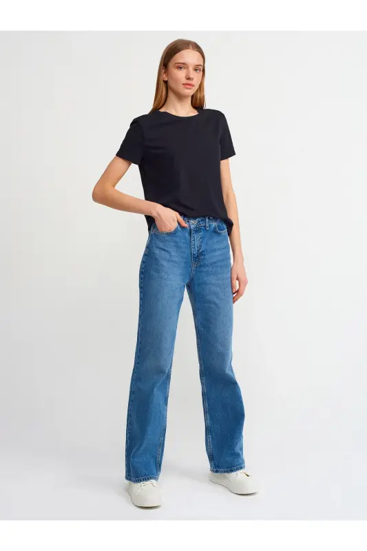 3471 Bisiklet Yaka Basic T-shirt-siyah-Siyah - 2