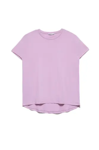 3471 Bisiklet Yaka Basic T-shirt-Soluk lila-soluk lila 