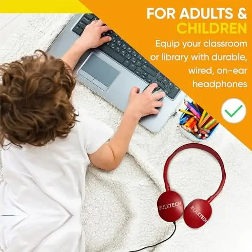 40 Pack Bulk Wired On-Ear Rubber Headphones with 3.5mm Connector, Multi - 6