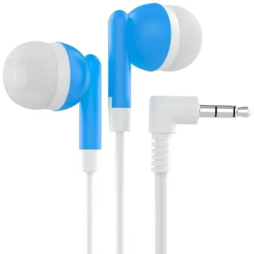 Maeline Bulk Earbuds with 3.5 mm Headphone Plug - 100 Pack - Blue 