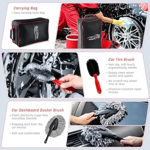 43PCS Car Detailing Kit Interior Cleaner, Auto Detailing Kit, Car Vacuum Car Interior Detailing Kit, Car Wash Kit with Bucket Detailing Brush Set Car Accessories for Motorcycle, Cars, Bikes, Wheels - 5