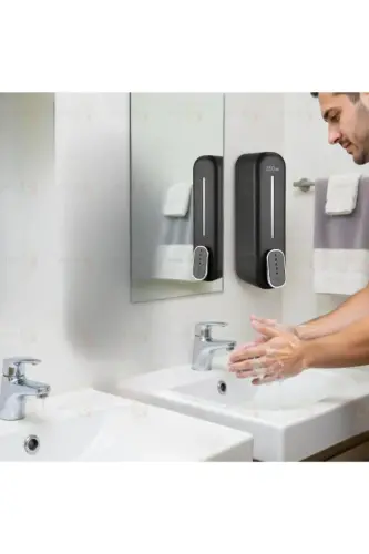 350 ml Capacity Manual Liquid Soap Dispenser Push Model Wall Mounted Stylish Design 1 PIECE BLACK COLOR - 5