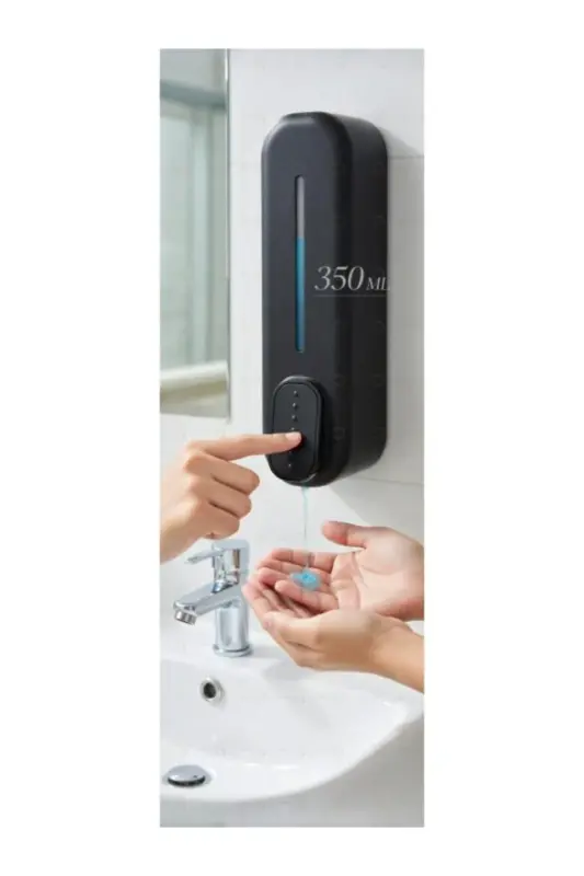 350 ml Capacity Manual Liquid Soap Dispenser Push Model Wall Mounted Stylish Design 1 PIECE BLACK COLOR - 6