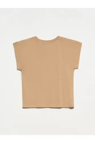 3504 %100 Paxtali Velosiped Yoqa Penye T-shirt-Bej - bej - 2
