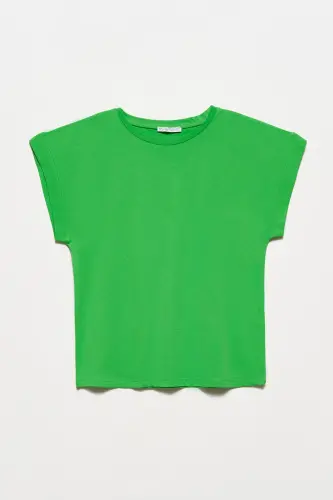 Bisiklet Yaka Açık Yeşil T-shirt - Açık Yeşil - 1