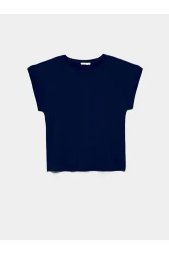 3504 Bisiklet Yaka Penye T-Shirt-Lacivert-Lacivert 