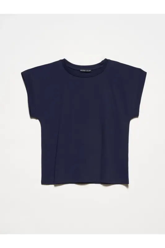 3504 Bisiklet Yaka Penye T-Shirt-Lacivert - Lacivert - 2