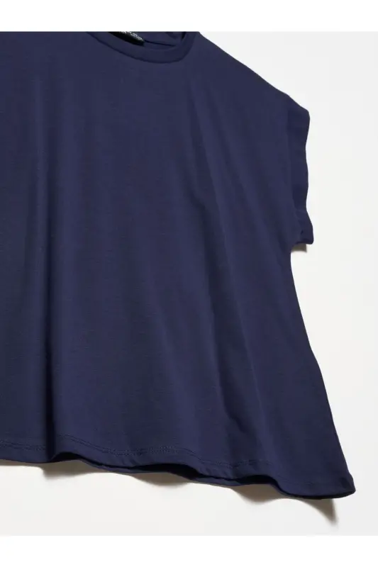 3504 Bisiklet Yaka Penye T-Shirt-Lacivert - Lacivert - 4