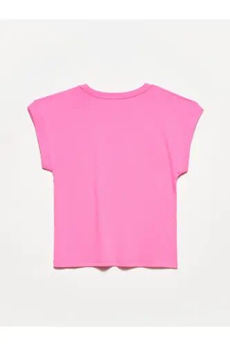 3504 Bisiklet Yaka Penye T-shırt-PEMBE-PPEMBE - DILVIN (1)