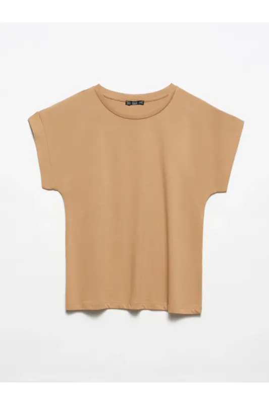 3504 Bisiklet Yaka T-shirt-koyu Camel-Koyu Camel - 1