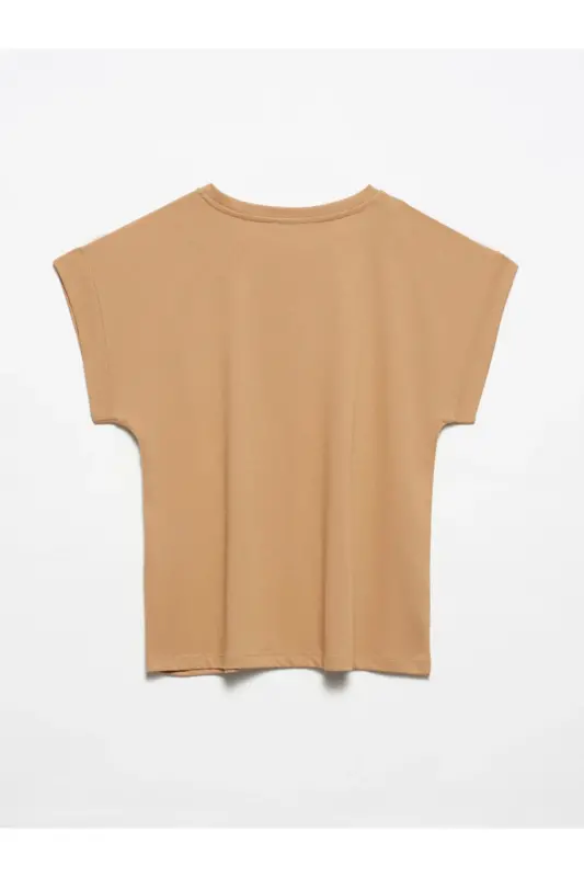 3504 Bisiklet Yaka T-shirt-koyu Camel-Koyu Camel - 2