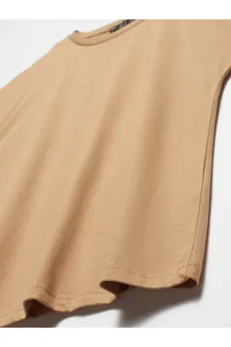 3504 Bisiklet Yaka T-shirt-koyu Camel-Koyu Camel - 3