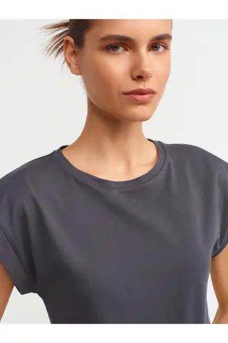3504 Crew Neck Cotton T-shirt - Anthracite - 2