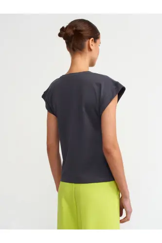3504 Crew Neck Cotton T-shirt - Anthracite - 4