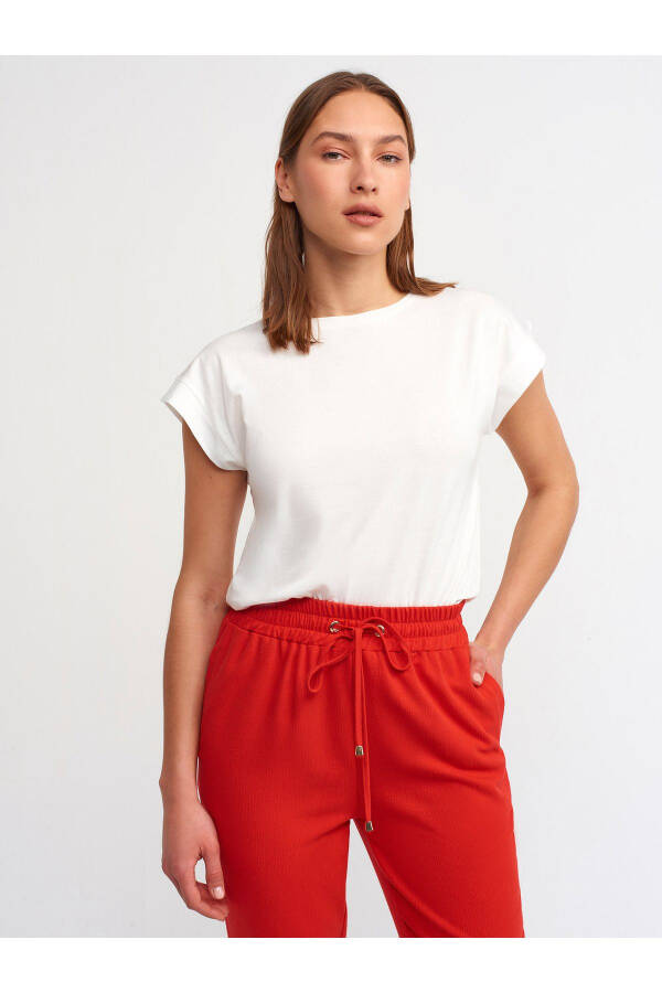 3504 Crew Neck Cotton T-shirt - Ecru - 9