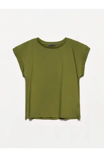 3504 Crew Neck Cotton T-shirt-khaki-Khaki 