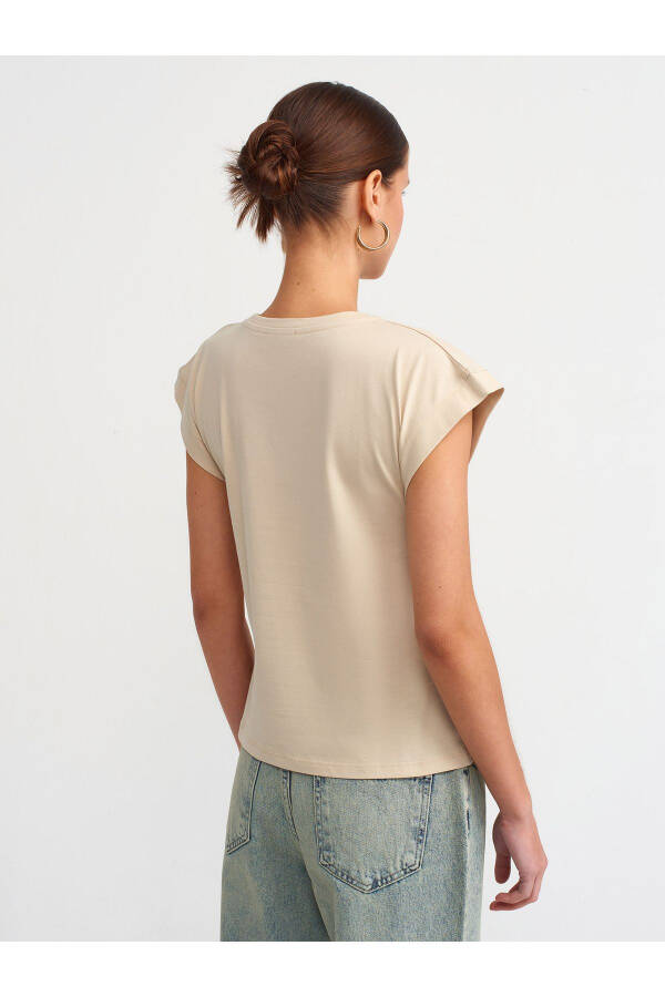 3504 Crew Neck Cotton T-shirt - Light Beige - 14