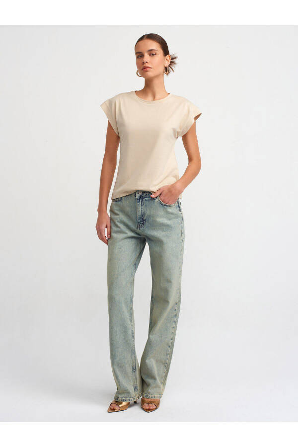 3504 Crew Neck Cotton T-shirt - Light Beige - 15