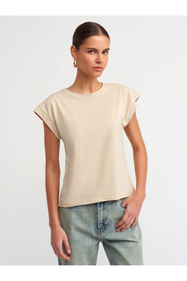 3504 Crew Neck Cotton T-shirt - Light Beige - 5
