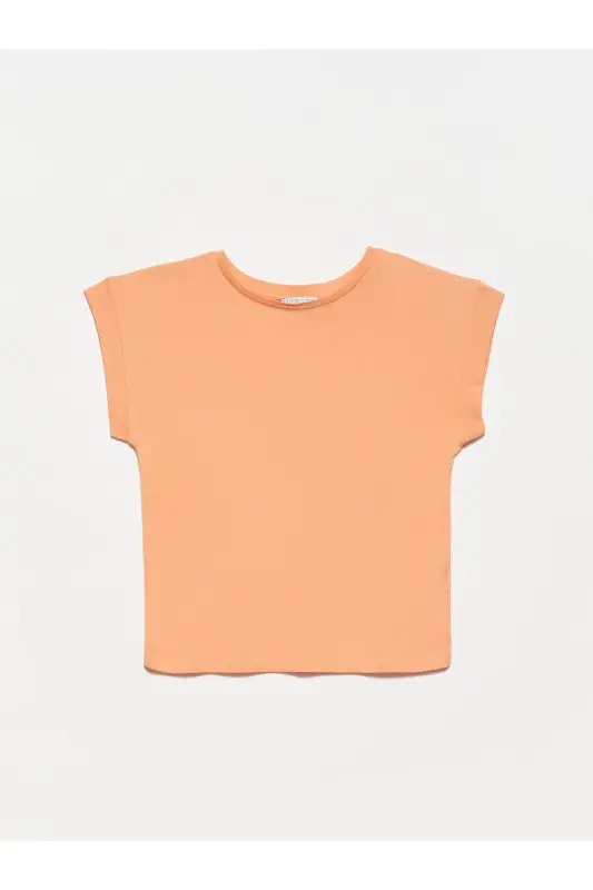 3504 Crew Neck Cotton T-shirt-peach-Peach - DILVIN