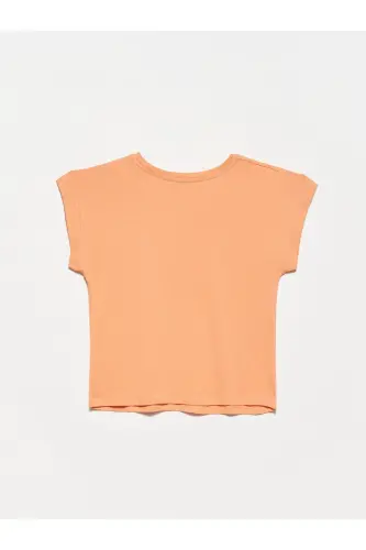 3504 Crew Neck Cotton T-shirt-peach-Peach - DILVIN (1)