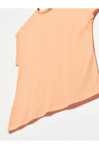 3504 Crew Neck Cotton T-shirt-peach-Peach - 3