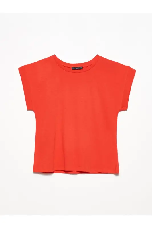 3504 Crew Neck Cotton T-shirt - Red - DILVIN