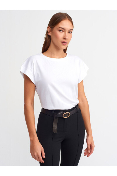 3504 Crew Neck Cotton T-shirt White - DILVIN (1)