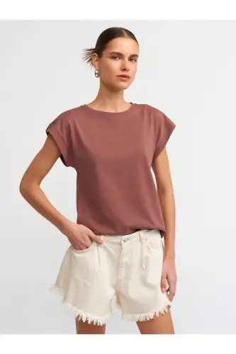 3504 Cycling Collar T-shirt - Brown - DILVIN (1)