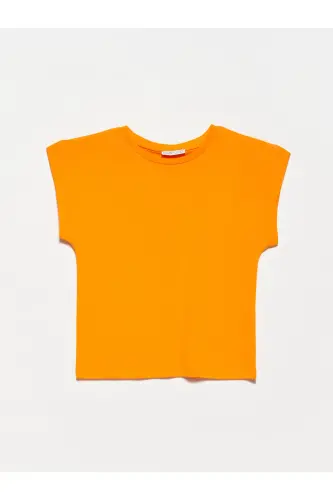 3504 Yumaloq Yoqa T-shirt-TO'Q QIZIL - TO'Q QIZIL 