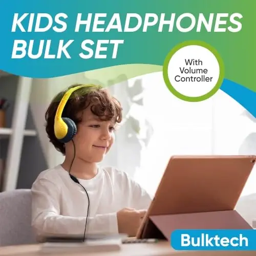 40 Pack Bulk Wired On-Ear Leather Headphones with 3.5mm Connector and Remote Control for Volume, Multi - 1