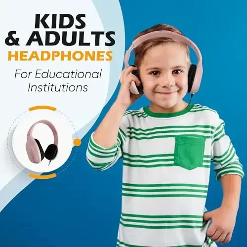 30 Pack Bulk Wired On-Ear Leather Headphones with 3.5mm Connector, Oval Metal Housing, Black - 2