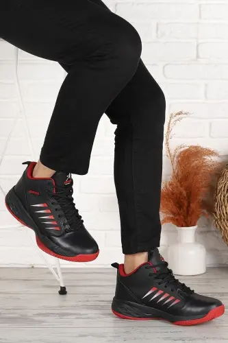 (36-45 RAQAM) 27800 Ortopedik Unisex Basketbol Oyoq Kiyimi-QORA - 3