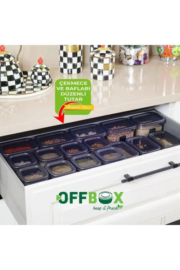 36 Adet 72 Parça 0,55-1,2-1,7 Litre Kare Erzak Bakliyat Saklama Kabı Seti 40 Etiket Hediyeli-ANTRASİT - 6