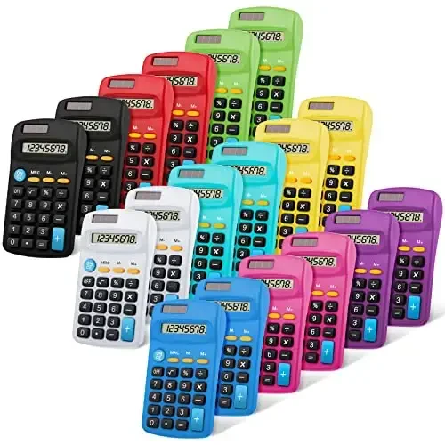 36 Pieces Operation Pocket Size Student Function Calculator Mini Colorful Basic Solar Battery Calculator Bulk for Student School Home Office Desktop Accounting Tools - 9