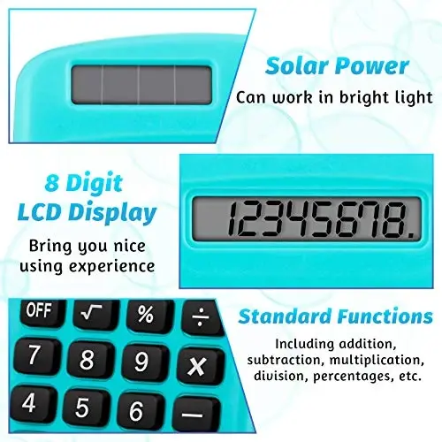 36 Pieces Operation Pocket Size Student Function Calculator Mini Colorful Basic Solar Battery Calculator Bulk for Student School Home Office Desktop Accounting Tools - 2