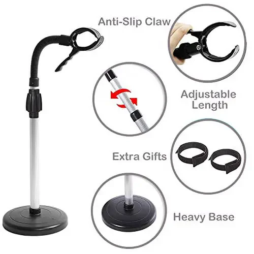 360 Degree Rotating Lazy Hair Dryer Stand with Heavy Base, Adjustable Height Hands-Free Blow Dryer Holder for Countertop - 2